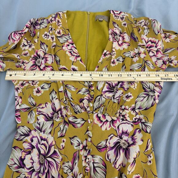 Kachel x Anthropologie Thea Maxi Dress Womens 4 Gold Floral Print Viscose - Picture 11 of 11